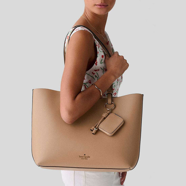 KATE SPADE Tessa Tote Bag With Charm Light Fawn RS-KO464