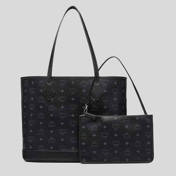 MCM Medium Liz Shopper in Visetos Black RS-MWPGSLR02BK001