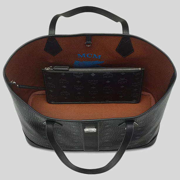MCM Medium Liz Shopper in Visetos Black RS-MWPGSLR02BK001