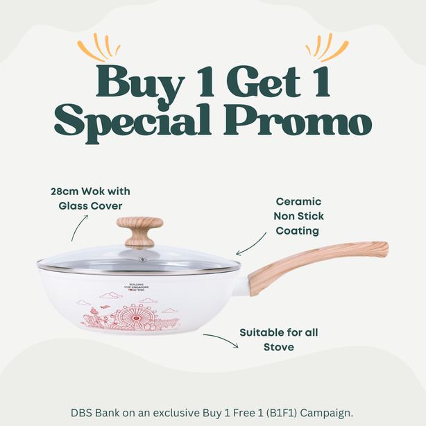 La Gourmet SG60 - 28cm Wok With Lid (Buy 1 get 1 Free)