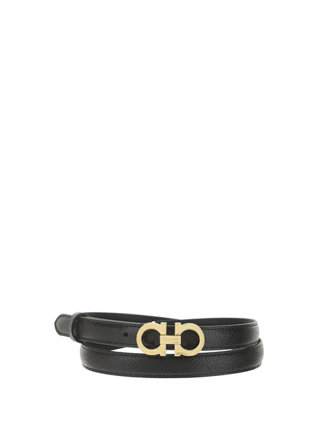 Ferragamo Leather Belt - Grey Bicoloured Black