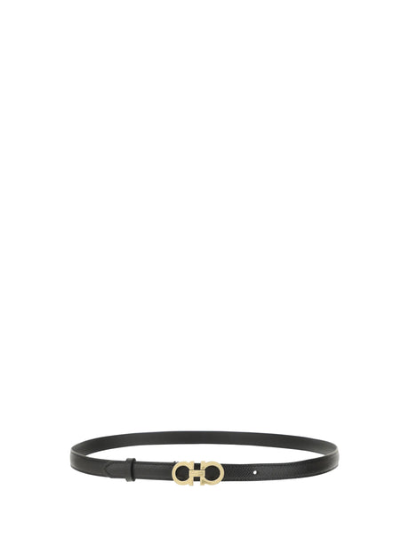 Ferragamo Leather Belt - Grey Bicoloured Black