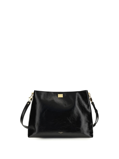 Dolce & Gabbana Large Vittoria leather Shoulder Bag - Black