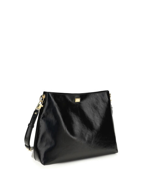 Dolce & Gabbana Large Vittoria leather Shoulder Bag - Black
