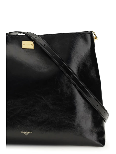 Dolce & Gabbana Large Vittoria leather Shoulder Bag - Black