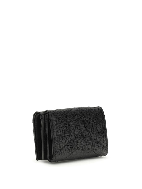 Saint Laurent Cassandre trifold Wallet - Black