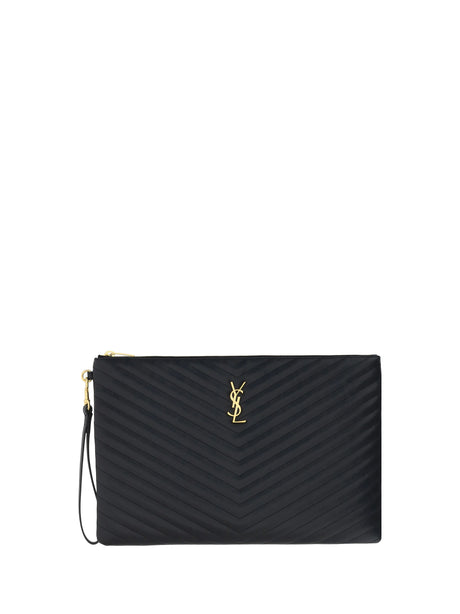 Saint Laurent Leather Pouch - Black