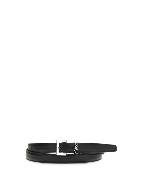 Saint Laurent Cassandre slim Belt - Black