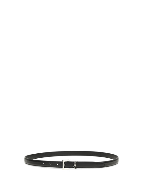Saint Laurent Cassandre slim Belt - Black