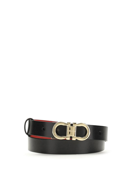 Ferragamo Adjustable and reversible Gancini Belt - Black