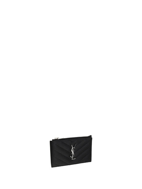 Saint Laurent Leather Cardholder - Black