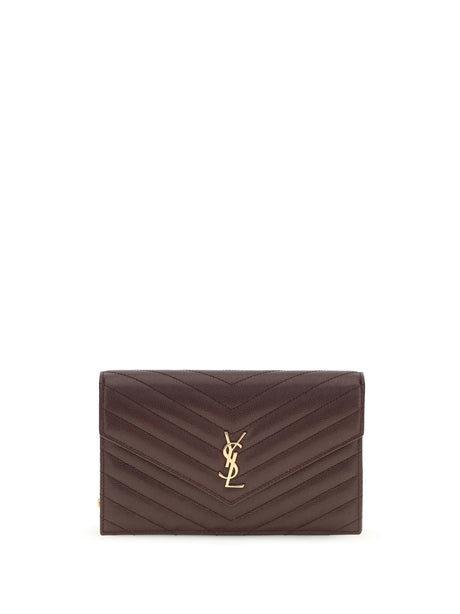 Saint Laurent Cassandre chain Envelope Pouch - Hot Wine