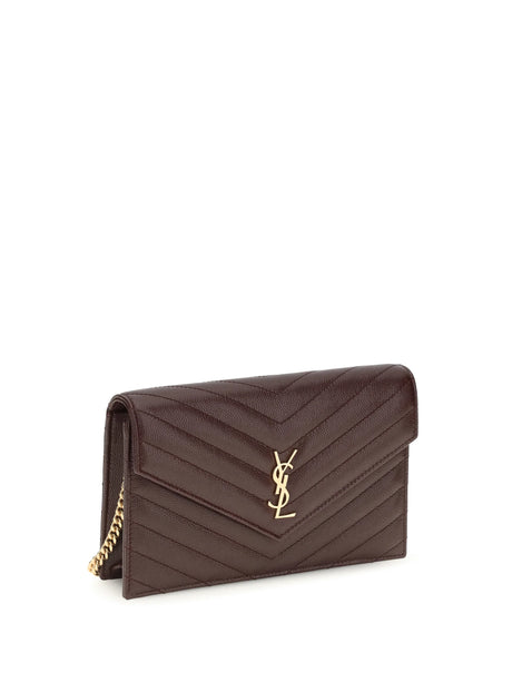 Saint Laurent Cassandre chain Envelope Pouch - Hot Wine
