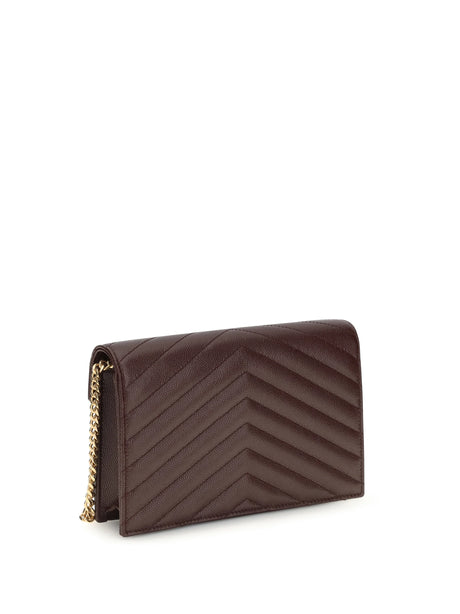 Saint Laurent Cassandre chain Envelope Pouch - Hot Wine
