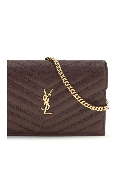 Saint Laurent Cassandre chain Envelope Pouch - Hot Wine