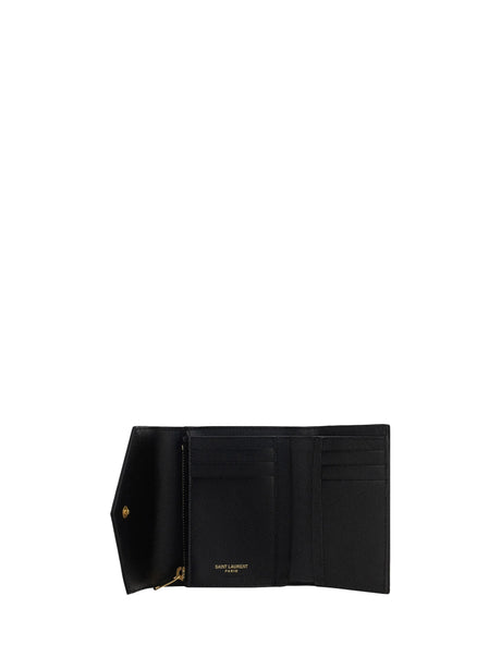 Saint Laurent Cassandre Matelassé Wallet - Black