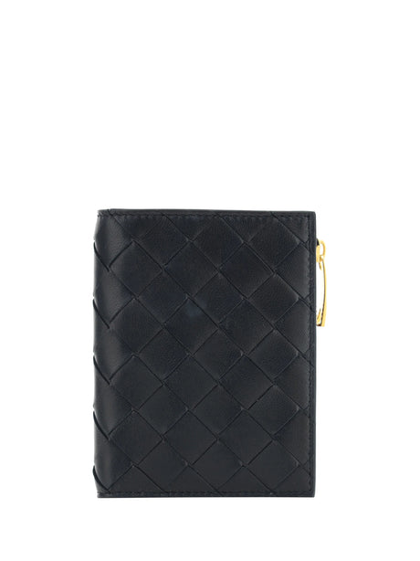 Bottega Veneta Lambskin Wallet - Black-Gold