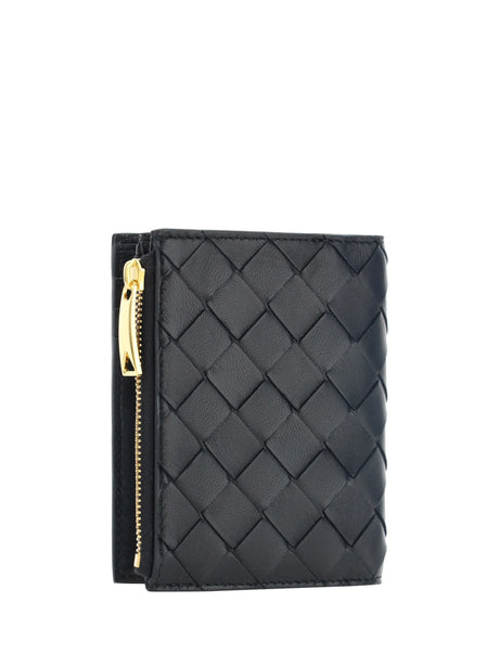 Bottega Veneta Lambskin Wallet - Black-Gold