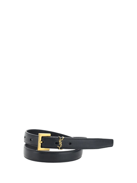 Saint Laurent Cassandre slim Belt - Black