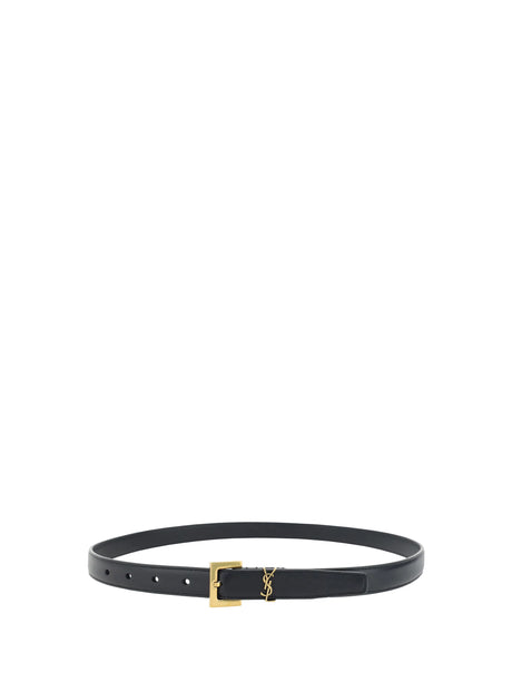 Saint Laurent Cassandre slim Belt - Black
