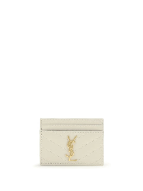 Saint Laurent Matelassé leather Cardholder - Ivory