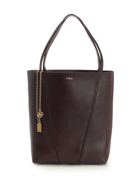 Chloe' Chloé Spin Large Hammered Leather Tote Bag - Bordeaux