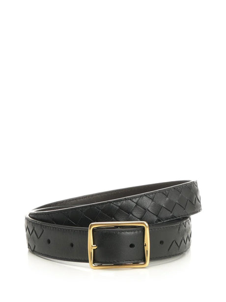 Bottega Veneta Reverso Leather Belt - Black