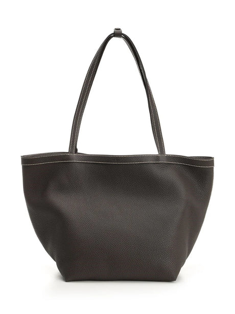 The Row Park Tote Three Stitch Leather Bag - Brown