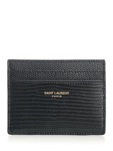 Saint Laurent Card Holder With Saint Laurent Paris Signature - Black