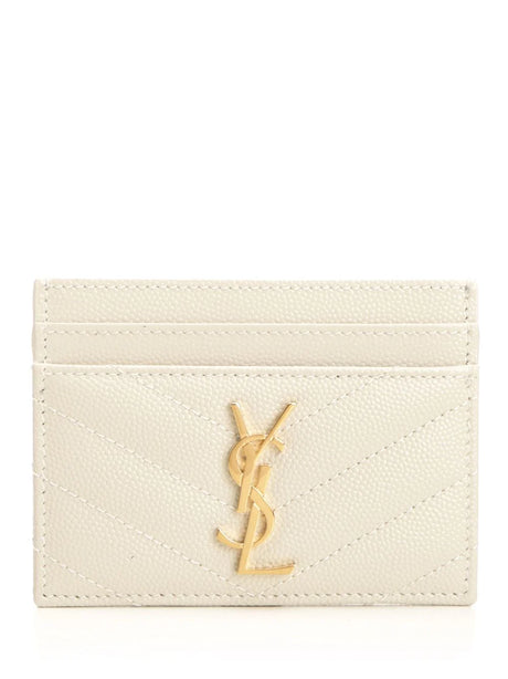 Saint Laurent Monogram Card Holder - White
