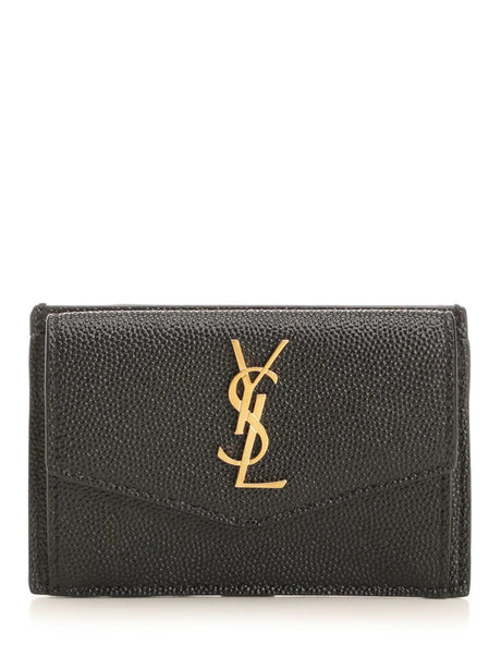 Saint Laurent Wallet In Grain De Poudre - Black