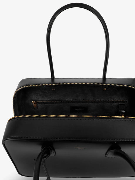 Saint Laurent Sac de Jour in Box leather handbag with metal padlock detail - Nero