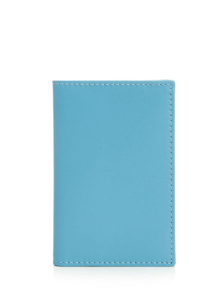 Comme Des Garcons Wallet Black Leather Wallet - Sky Blue