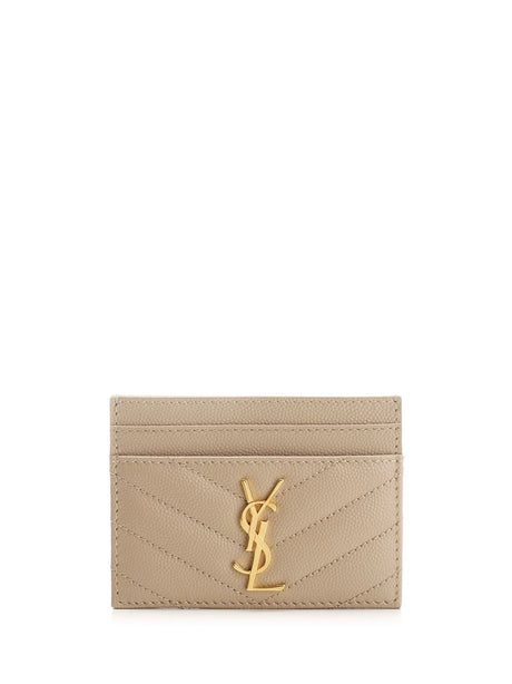 Saint Laurent Monogram Card Holder - Beige