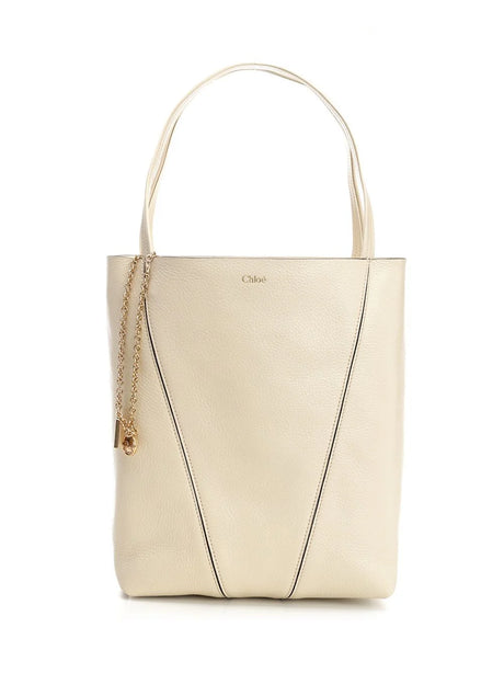 Chloe' Chloé Spin Large Hammered Leather Tote Bag - Beige