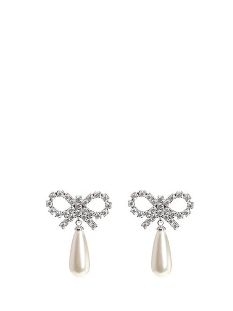 Self-Portrait Pearl Bow Earrings - White