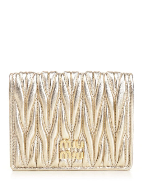 Miu Miu Matelasse Wallet - Gold