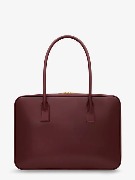 Saint Laurent Sac de Jour in Box leather handbag with metal lock detail - Hot Wine
