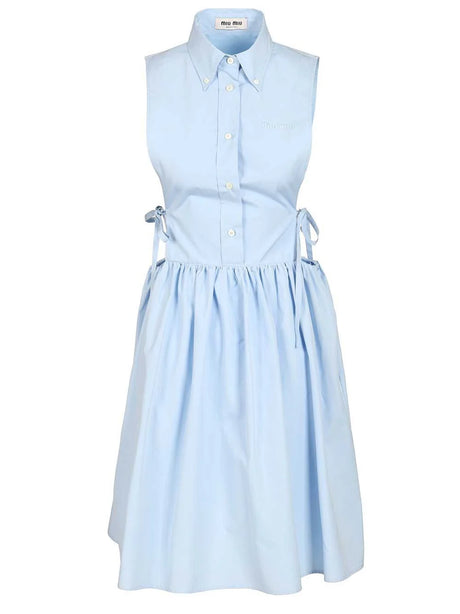 Miu Miu Sleeveless Poplin Dress - Sky Blue