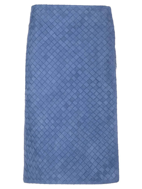 Bottega Veneta Woven Nappa Leather Skirt - Sky Blue