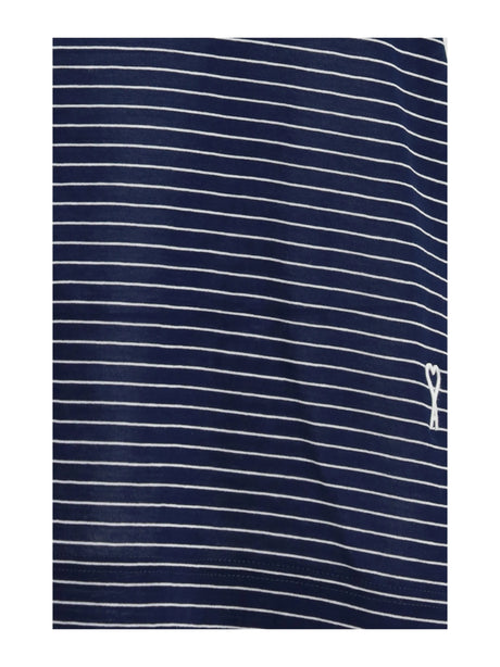 Ami Paris Striped cotton tank Top - Encre/Blanc