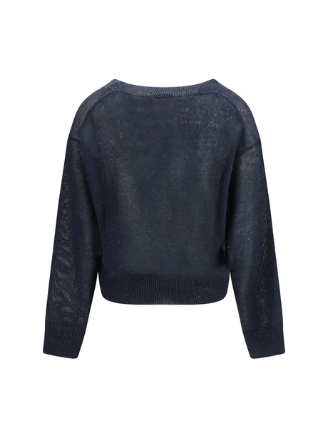 Brunello Cucinelli Sparkling linen T-shirt - Abisso