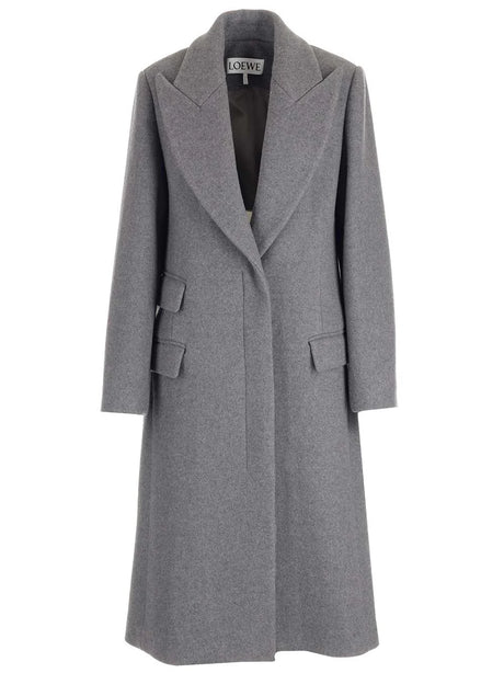 Loewe Long Wool And Cashmere Coat - Grey