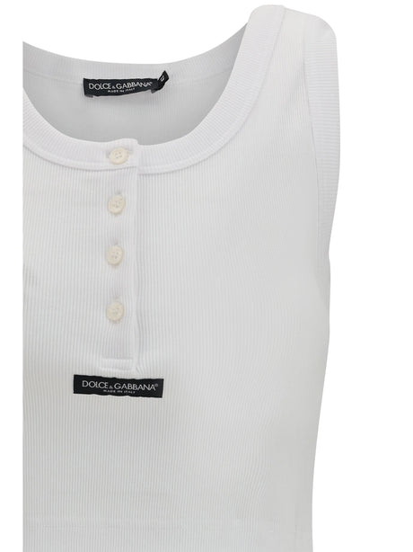 Dolce & Gabbana Ribbed tank Top - White Ottico