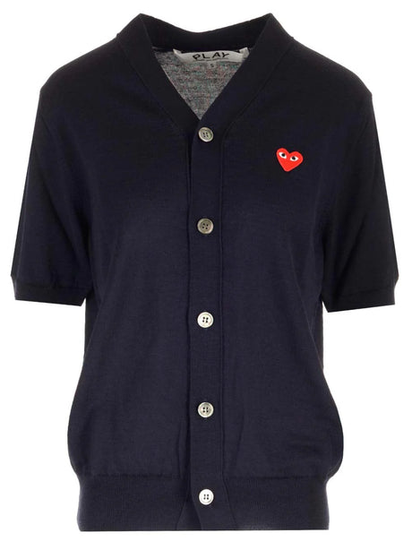 Comme Des Garcons Play Blue Cardigan With Short Sleeves
