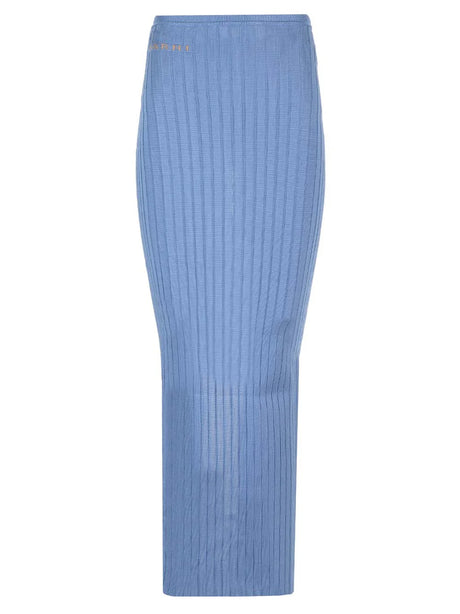 Marni Light Blue Ribbed Long Skirt