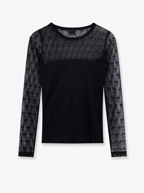 Pinko Love Birds lace jersey sweater - Nero