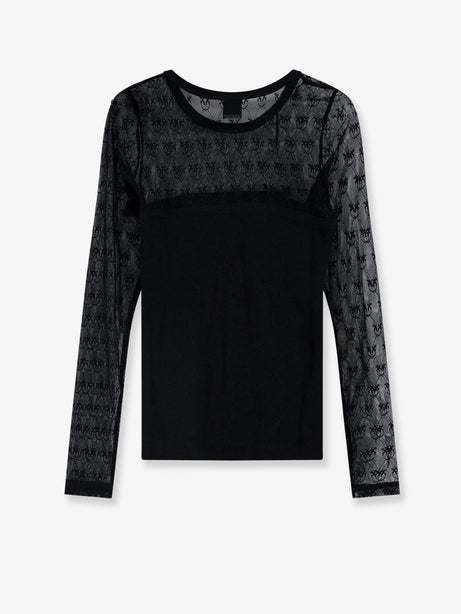 Pinko Love Birds lace jersey sweater - Nero