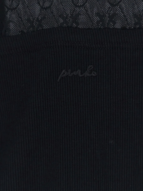 Pinko Love Birds lace jersey sweater - Nero