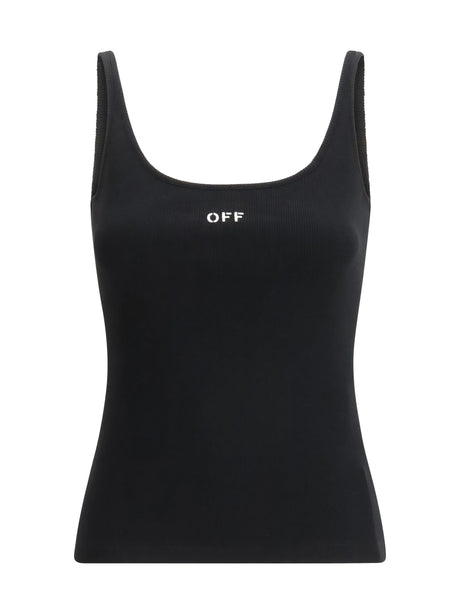Off-White Off Stamp Rib Tank Top - Black-White